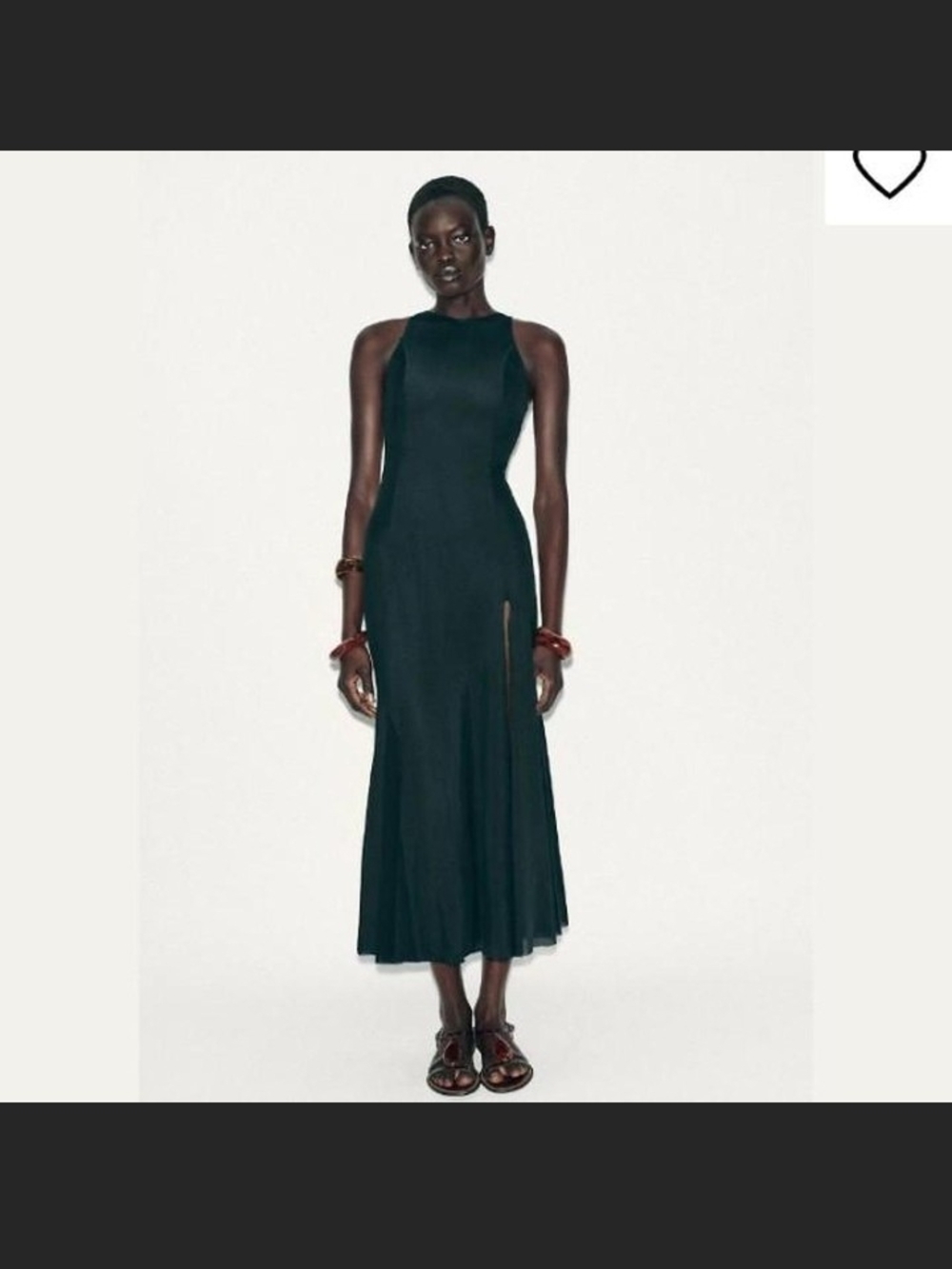 Zara Emerald Green Satin Halter Evening Dress - Picture 5 of 8